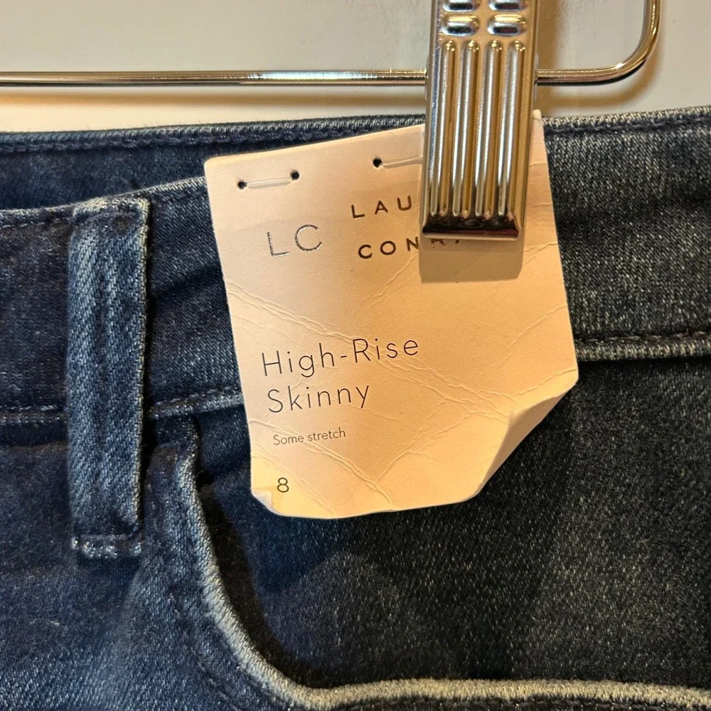LC Lauren Conrad High-Rise Skinny Jeans Goldwash Dark Blue Size 8‎ NWT